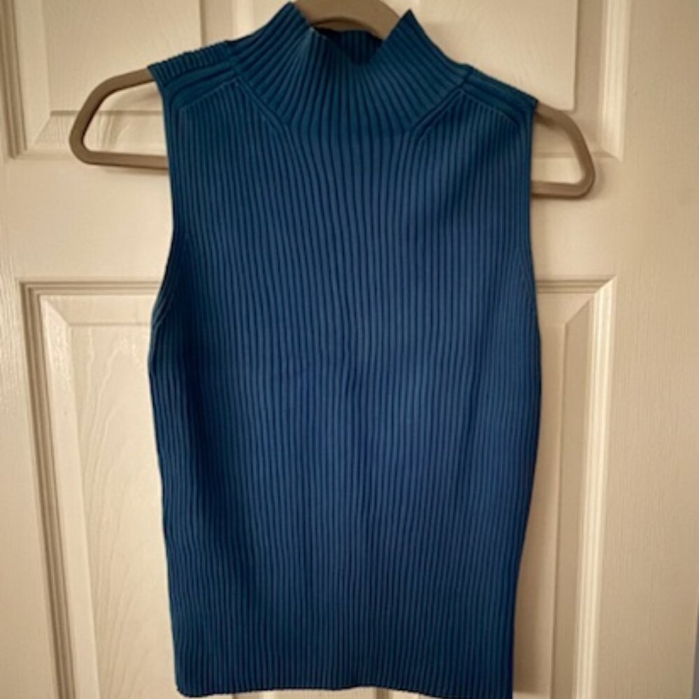 BANANA REPUBLIC ocean blue mock neck sleeveless tank sweater top, M